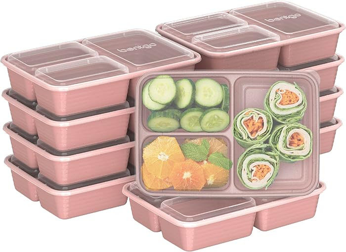 Bentgo Prep - 20-Piece 3-Compartment Reusable Meal Prep Containers with Lids, PFAS & BPA Free Mat... | Amazon (US)