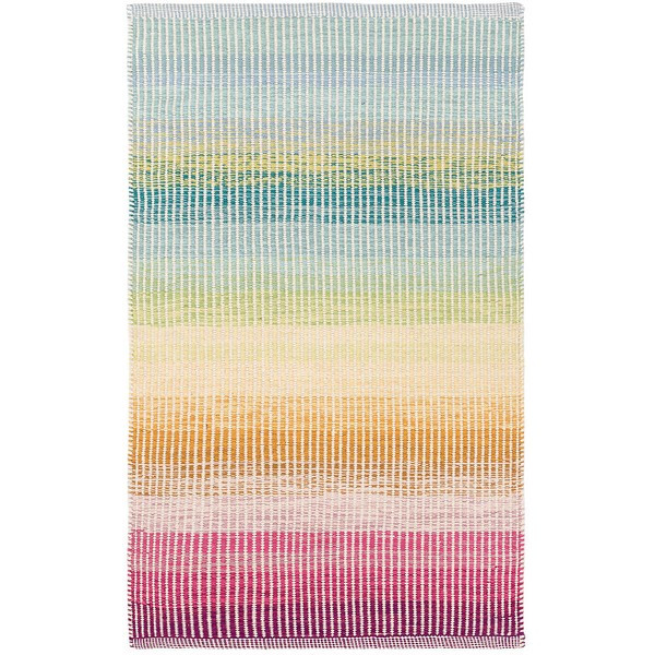 Watercolor Horizon Woven Cotton Rug | Annie Selke