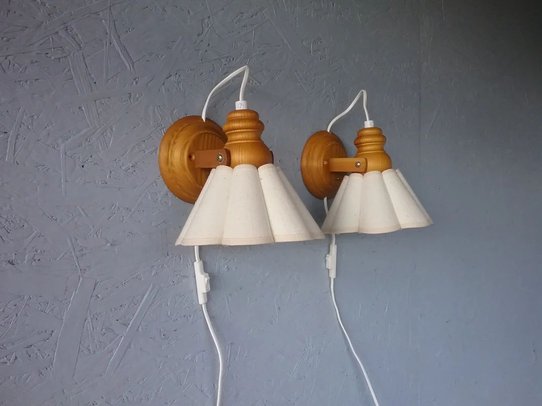A Pair of Vintage Wooden Wall Lamps by Vigan Turned Wood Wall - Etsy Canada | Etsy (CAD)