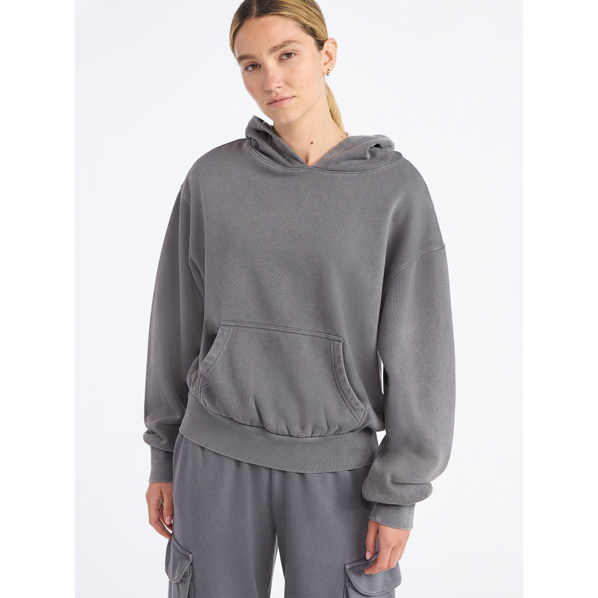 Scoop Women’s Mineral Washed Oversized Cropped Hoodie, Sizes XS-XXL | Walmart (US)