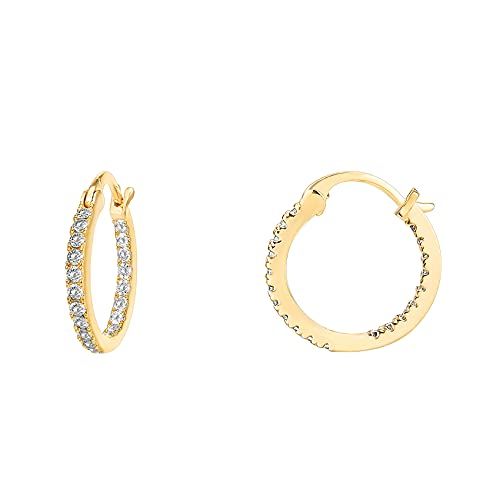 PAVOI 14K Gold Plated 925 Sterling Silver Post Cubic Zirconia Hoop Earrings 30/15mm | Amazon (US)