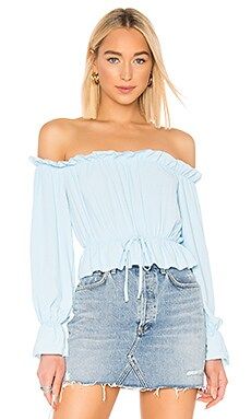 superdown Keysha Off Shoulder Top in Dusty Blue from Revolve.com | Revolve Clothing (Global)