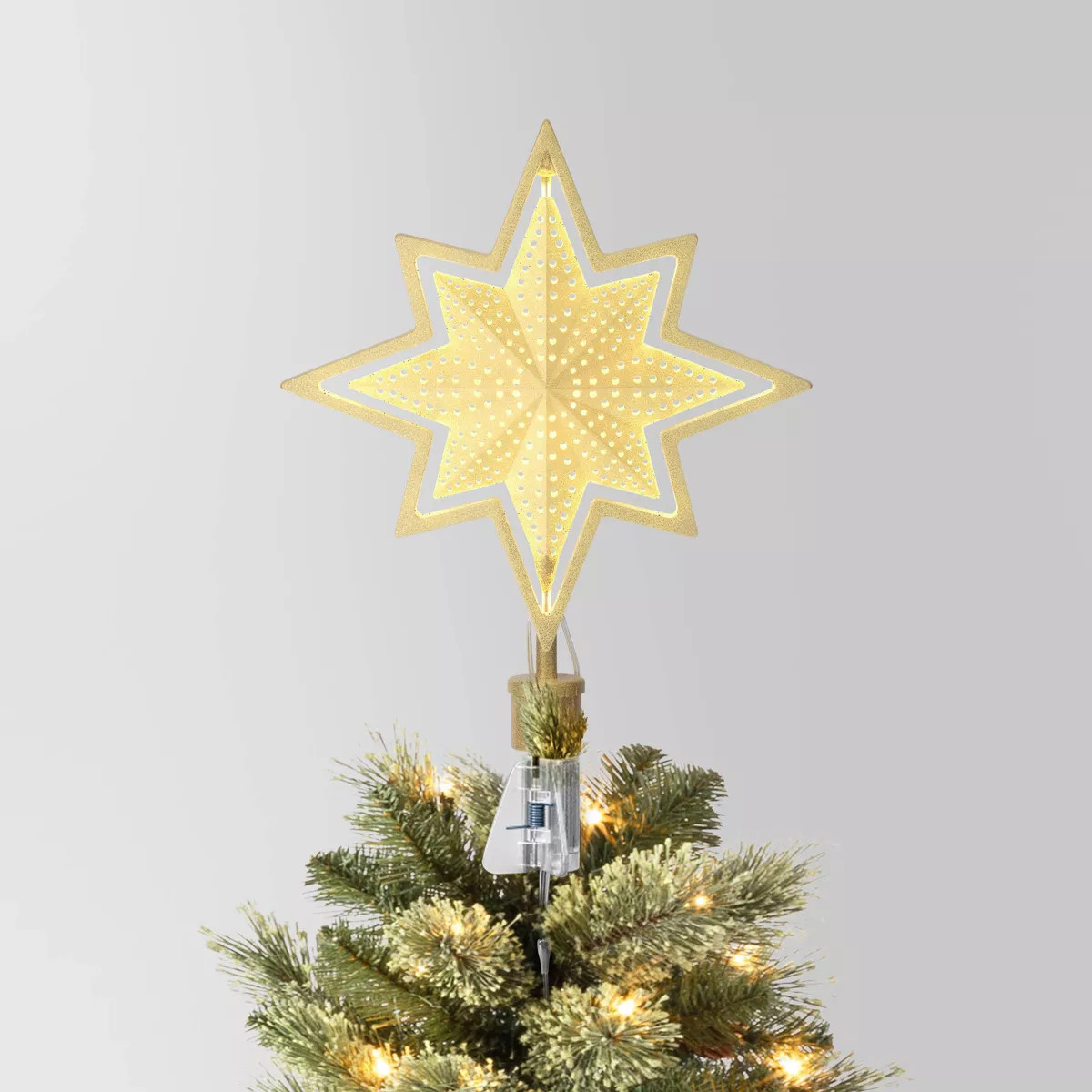 Christmas Lit Auto Rotating Star 8 Point Gold Tree Topper - Wondershop™ | Target