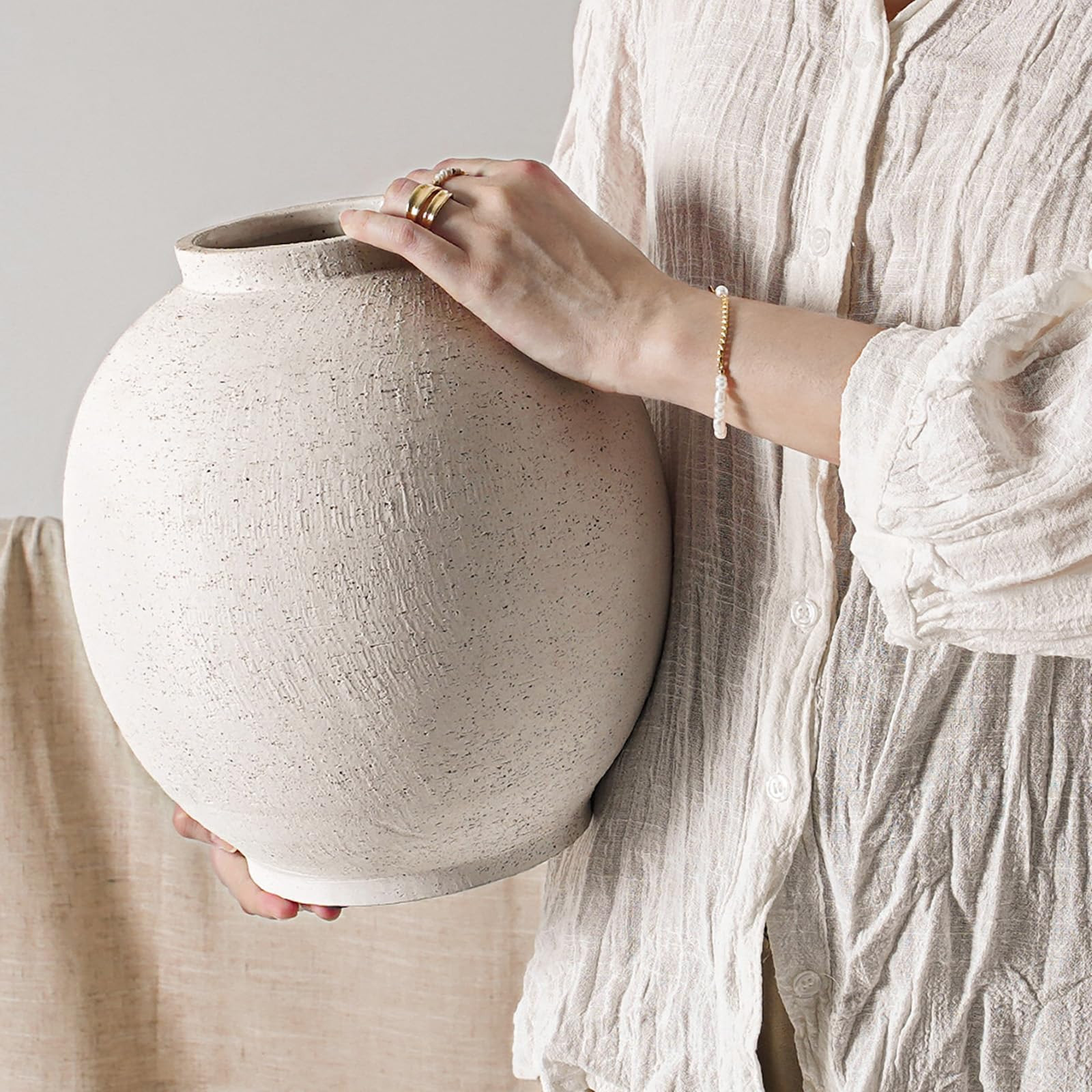 Ceramic Rustic Vase, 10.8 Inch Farmhouse Minimalist Tall Flower Vase for Table, Living Room, Home... | Amazon (US)