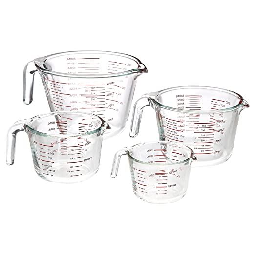 AmazonCommercial Glass Measuring Cup Set, 4 Piece Set Includes 1 Cup, 2 Cup, 4 Cup, and 8 Cup | Amazon (US)
