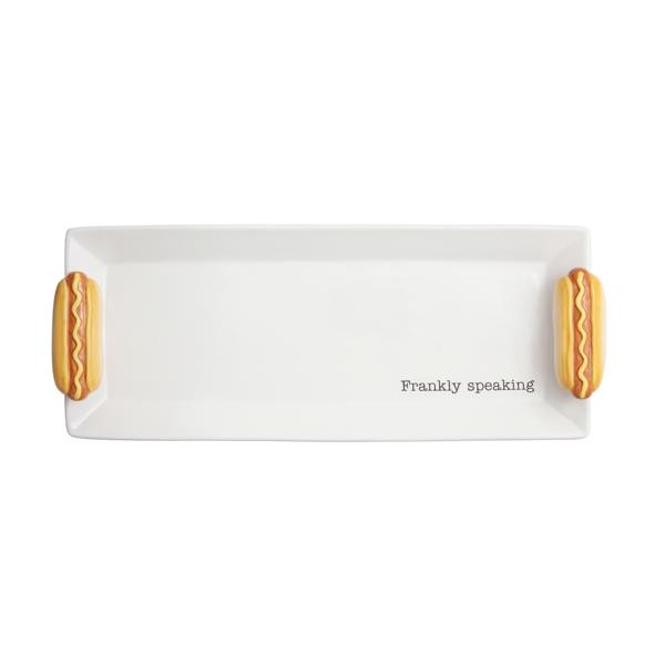 Mud Pie Frankly Speaking Hot Dog Tray in White | Dolomite | Mud Pie