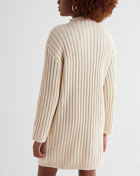 Cable Knit Mock Neck Long Sleeve Mini Sweater Dress | Express