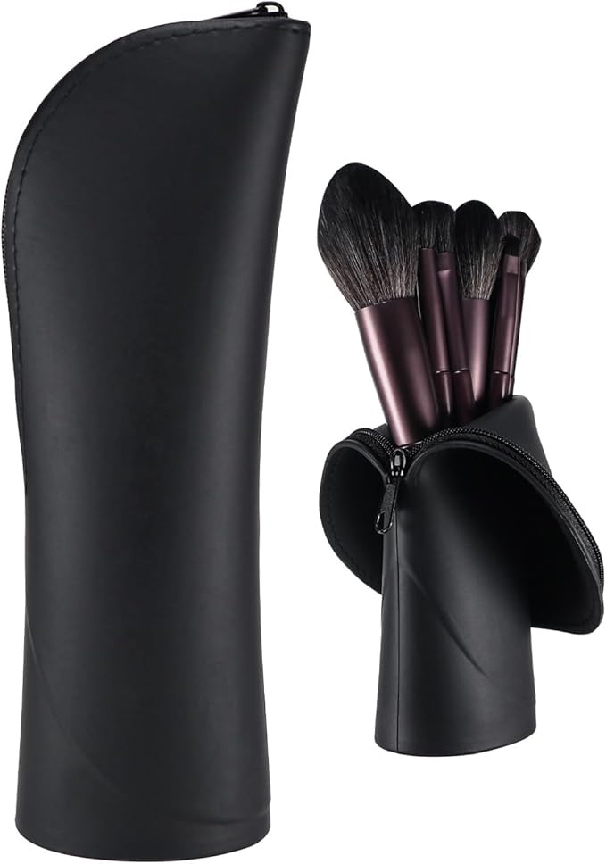 Travel Makeup Brush Holder, Silicone Small Makeup Brush Case, Portable Stand-up Makeup Tools Cosm... | Amazon (US)