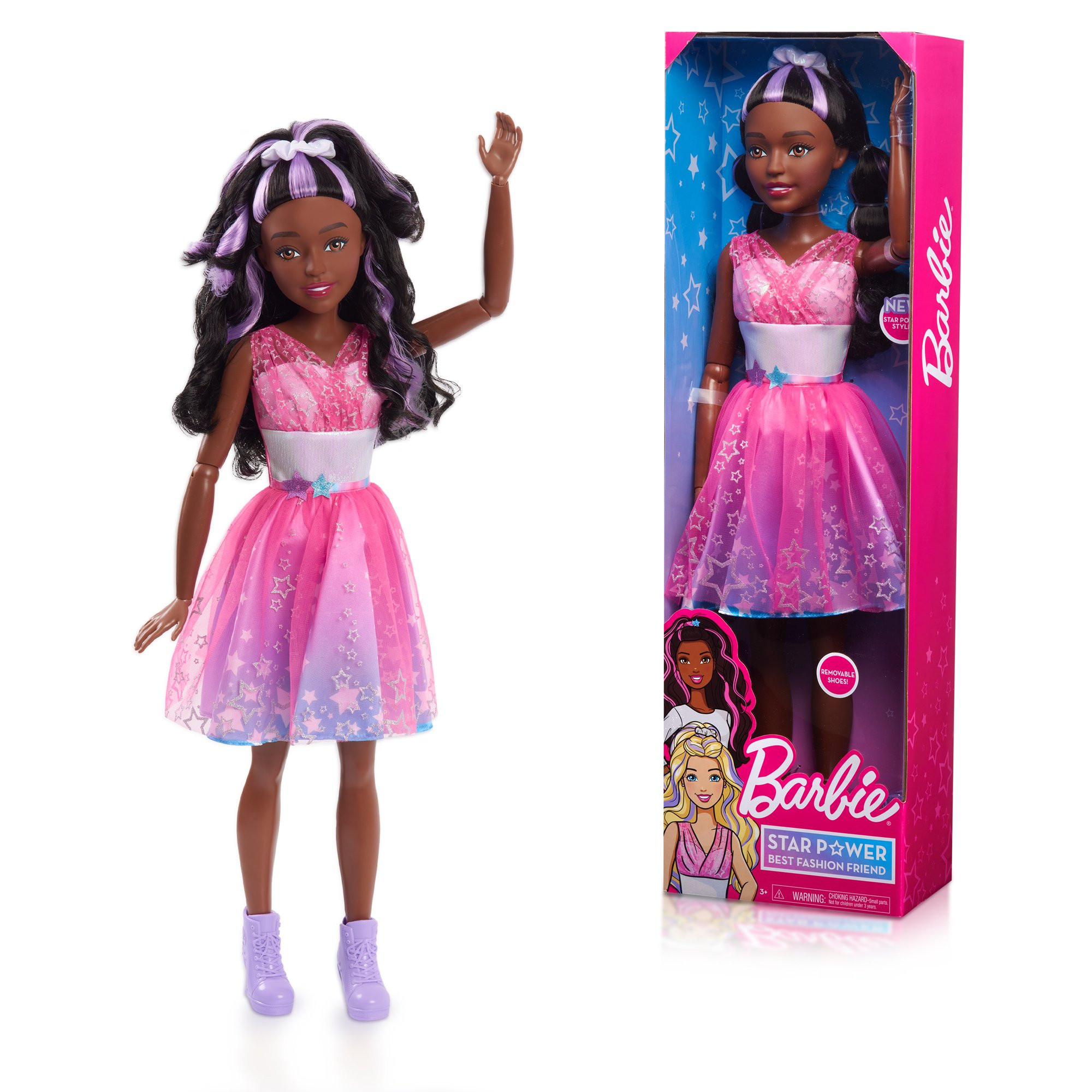 Barbie 28-Inch Best Fashion Friend Star Power Doll, Dark Brown Hair,  Kids Toys for Ages 3 Up, Gi... | Walmart (US)