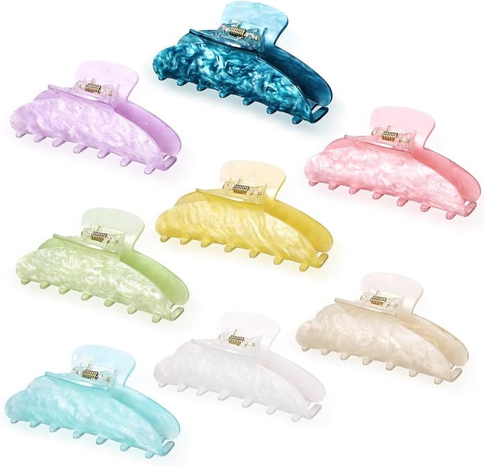 8 Pcs Large Acrylic Hair Claw Clips for Women Non-slip Strong Hold Jaw Clamps for Thick Thin Hair... | Amazon (US)