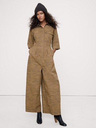 Stretch-Cotton Wide-Leg Utility Jumpsuit | Banana Republic (US)