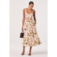 ASTR the Label | Ciana Linen Midi Dress in Pink green bloom |  Size M | ASTR The Label (US)