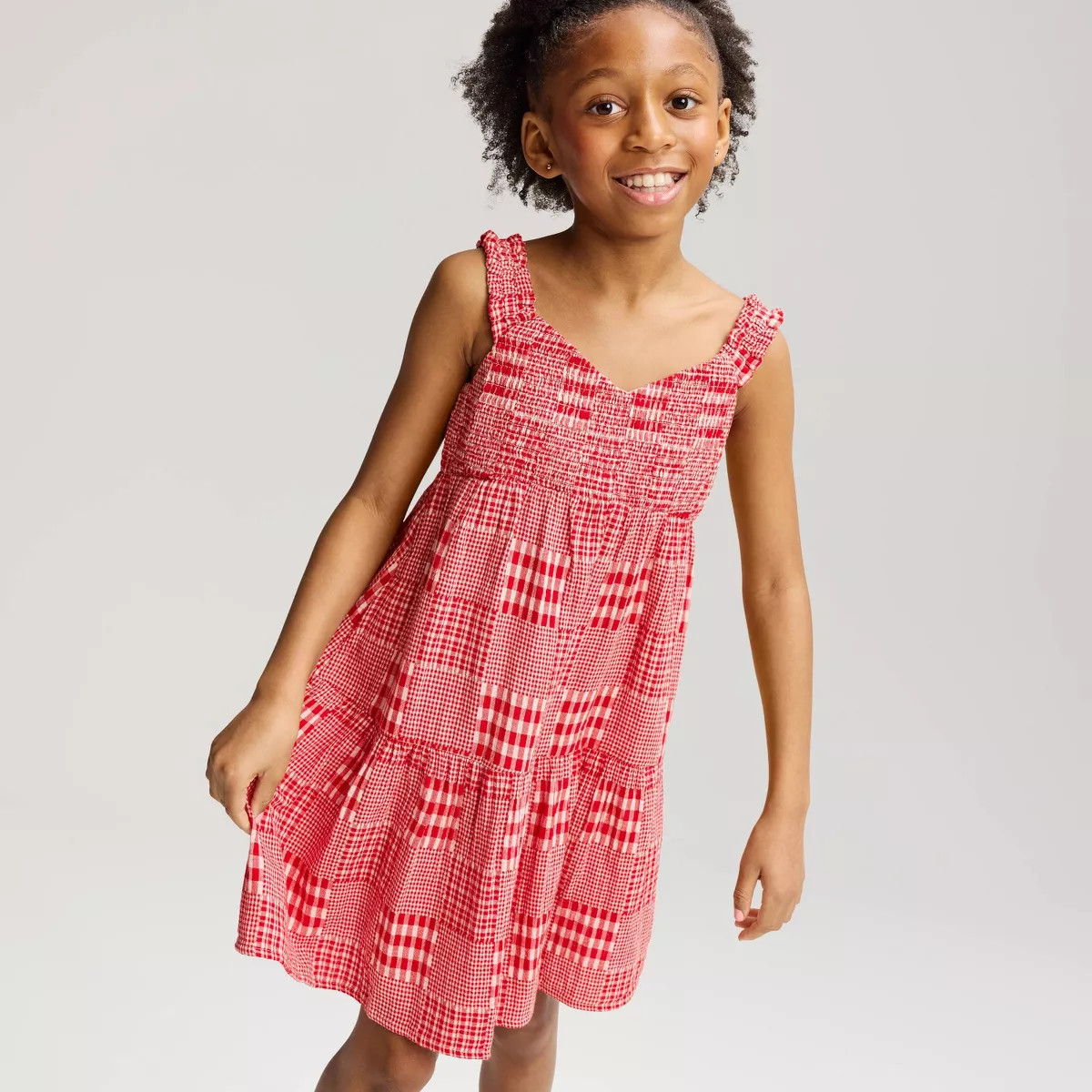 Girls' 4th of July Patchwork Plaid A-Line Dress - Cat & Jack™ Red L | Target