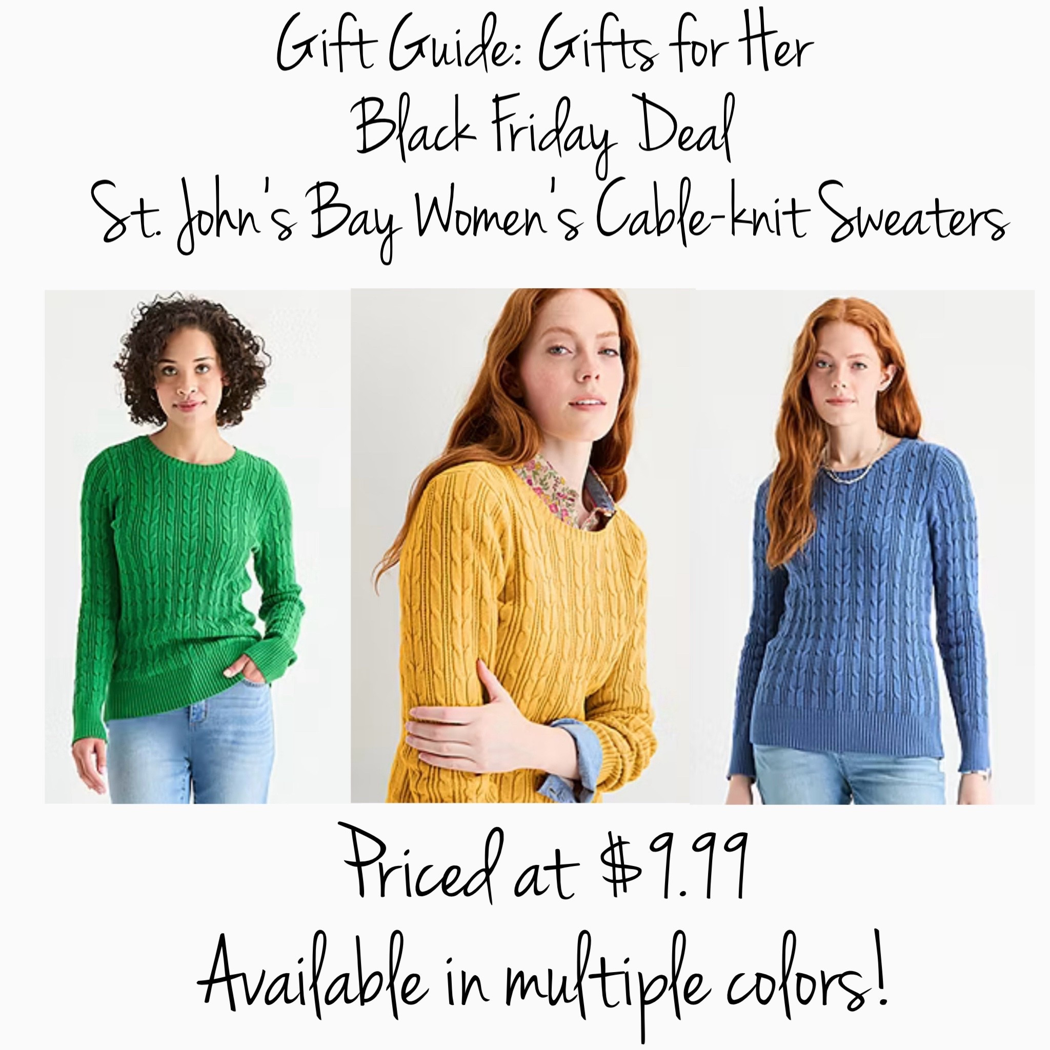 Women’s sweaters, cable knit sweater, green sweater, yellow sweater, blue sweater, pullover sweater, Black Friday deal. 

#LTKGiftGuide #LTKSaleAlert #LTKCyberWeek