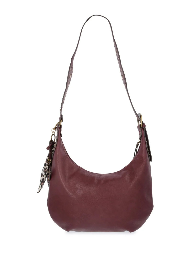 Jessica Simpson Women's Daphne Faux Leather Hobo Handbag, Pinot Noir | Walmart (US)