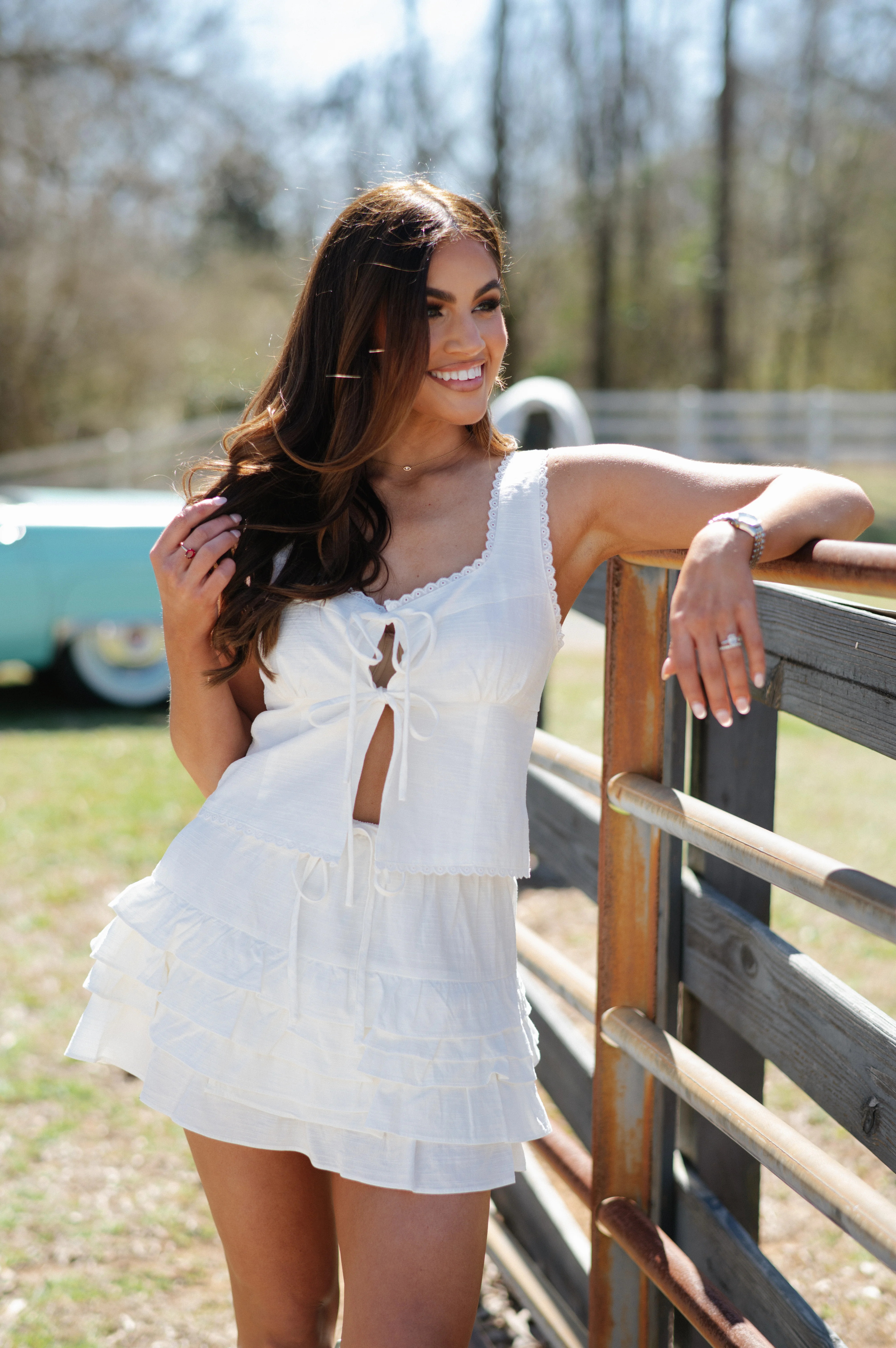 Loretta Tie Front Set-White | These Three