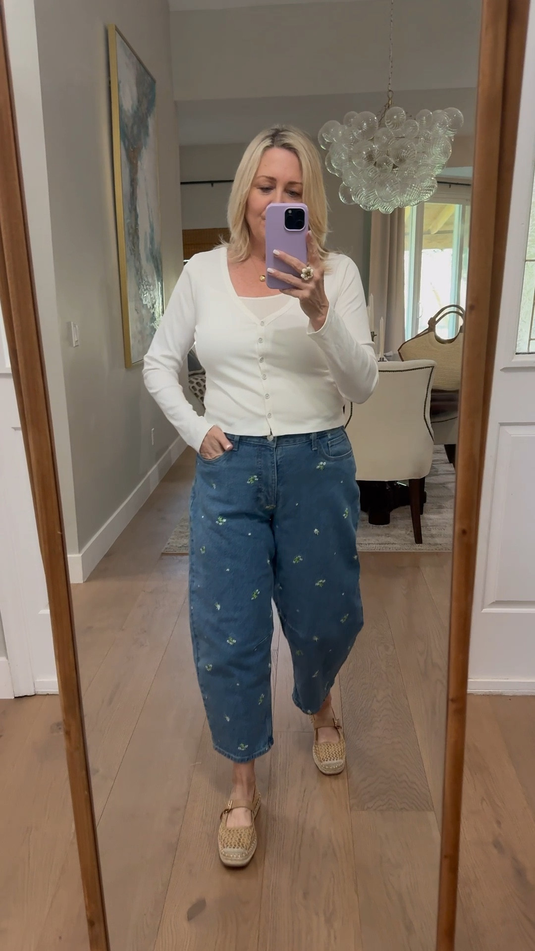 Cute embroidered barre jeans, spring outfit 

#LTKSeasonal #LTKOver40 #LTKootd