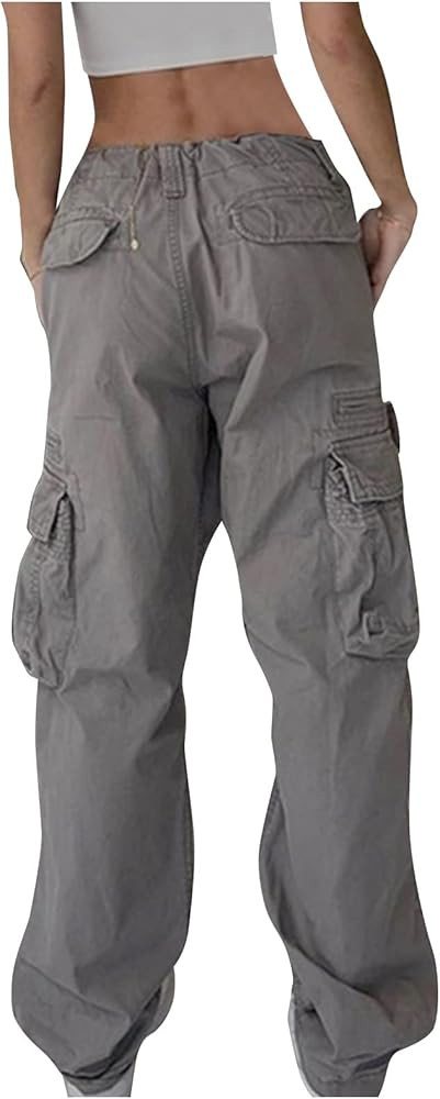 OCLUN Trouser Jeans for Women Wide-Leg Stretchy Multiple Pockets Solid Color Cargo Pants Sexy Win... | Amazon (US)