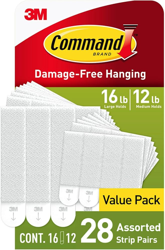 Command 15 lb & 10 lb Large and Medium Picture Hanging Strips 28 Assorted Pairs (56 Command Strip... | Amazon (US)