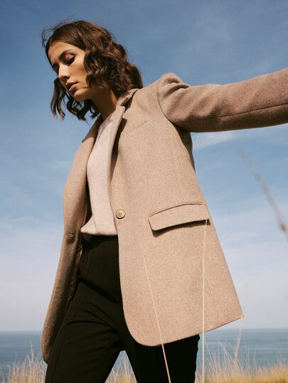 MOTF PREMIUM WOOL-MIX FITTED BLAZER | SHEIN