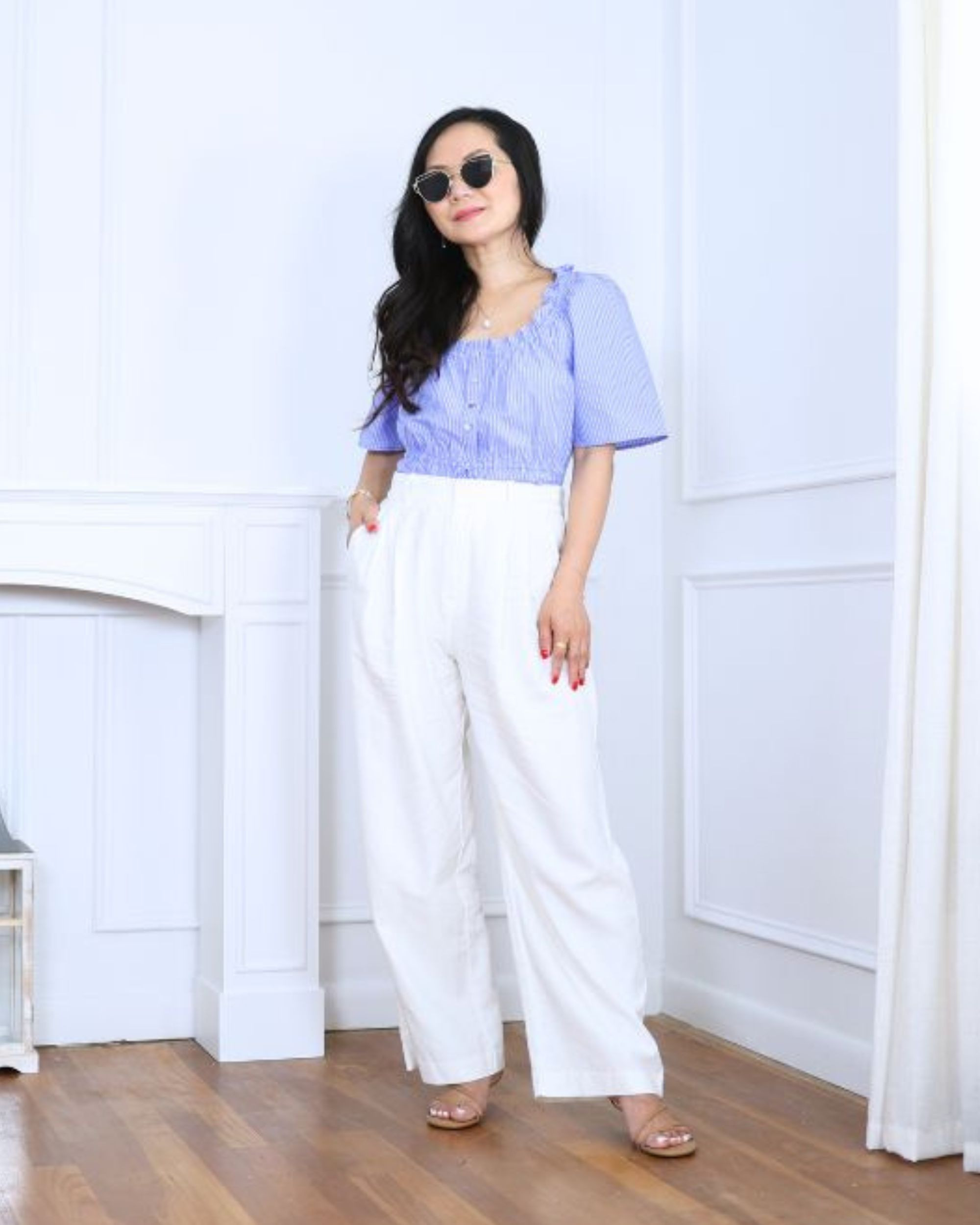 This ruffle-trim blouse from H&M (S) feels so feminine without being too fussy. I paired it with simple pants from Loft and heels to keep it polished but still easy to wear. Just the kind of outfit that works for pretty much any day.

#LTKOver40 #LTKPetite #LTKStyleTip
