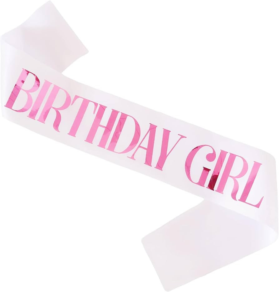Birthday Girl Sash, Pink Foil White Birthday Sash for Girl Sweet 16th 18th 20th 21st 30th Fun Bir... | Amazon (US)