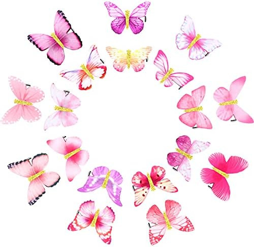 18 Pieces Glitter Butterfly Hair Clips for Teens Women Hair Accessories (Stylish Styles) | Amazon (US)