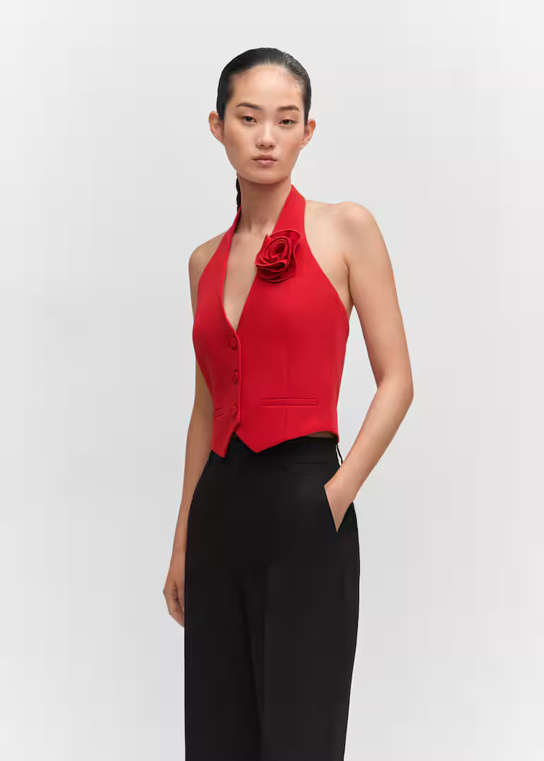 Vest with floral appliqué | MANGO (US)