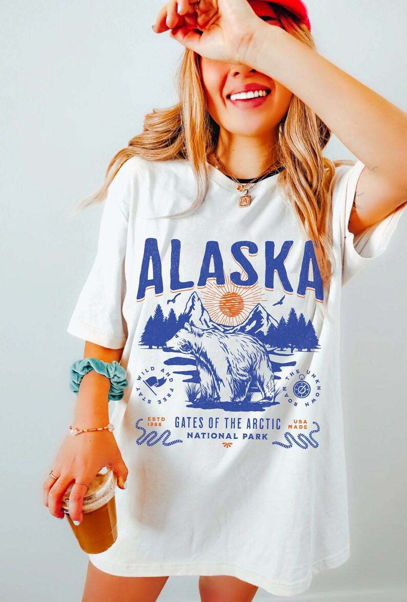 Alaska National Park Shirt UNISEX Comfort Colors® Vintage Aesthetic Gates of the Arctic Oversize... | Etsy (US)
