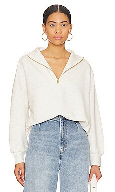 Varley Hawley Half Zip Sweatshirt in Ivory Marl from Revolve.com | Revolve Clothing (Global)