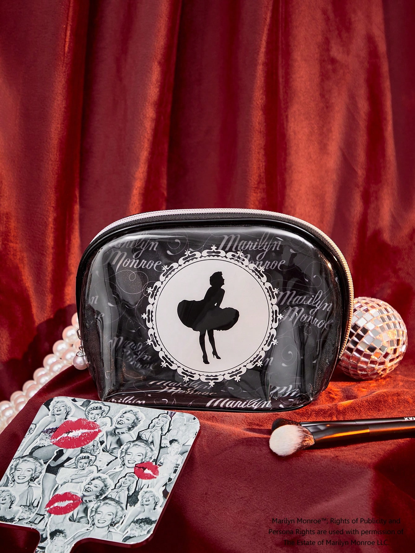 Marilyn Monroe X SHEIN Bolso de cosméticos negro de mano | SHEIN