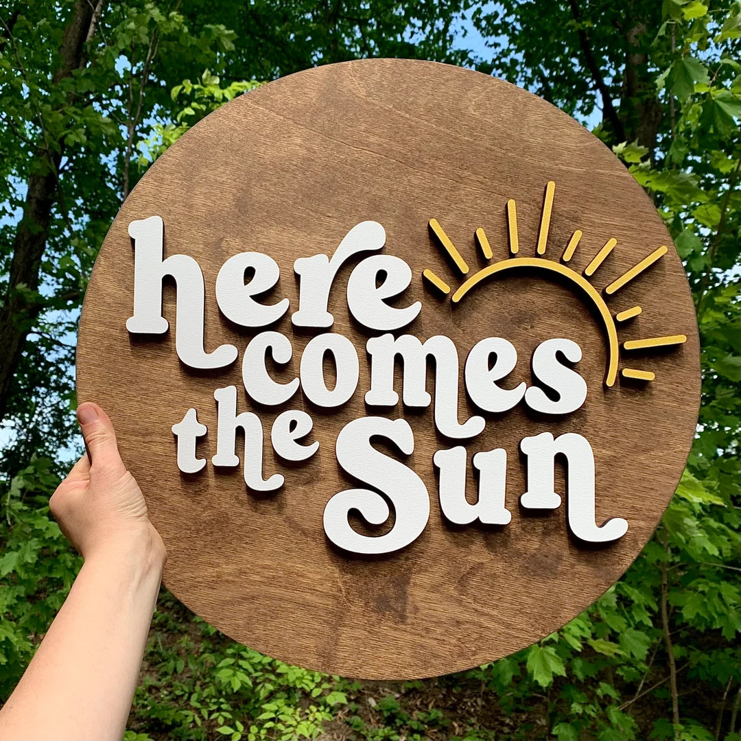 Here Comes The Sun wood sign | wood wall decor | cute nursery sign | Beatles song sign | Etsy (US)