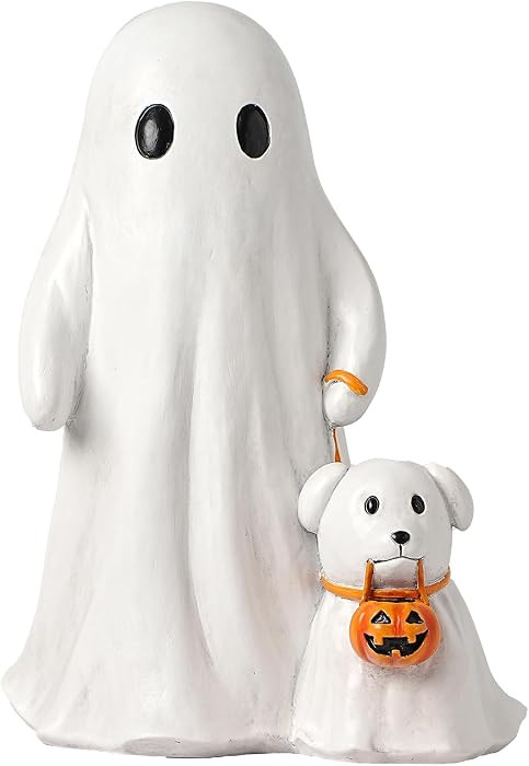 Halloween Ghost Walking Dog Statue, Cute White Ghosts Figurines | Amazon (US)