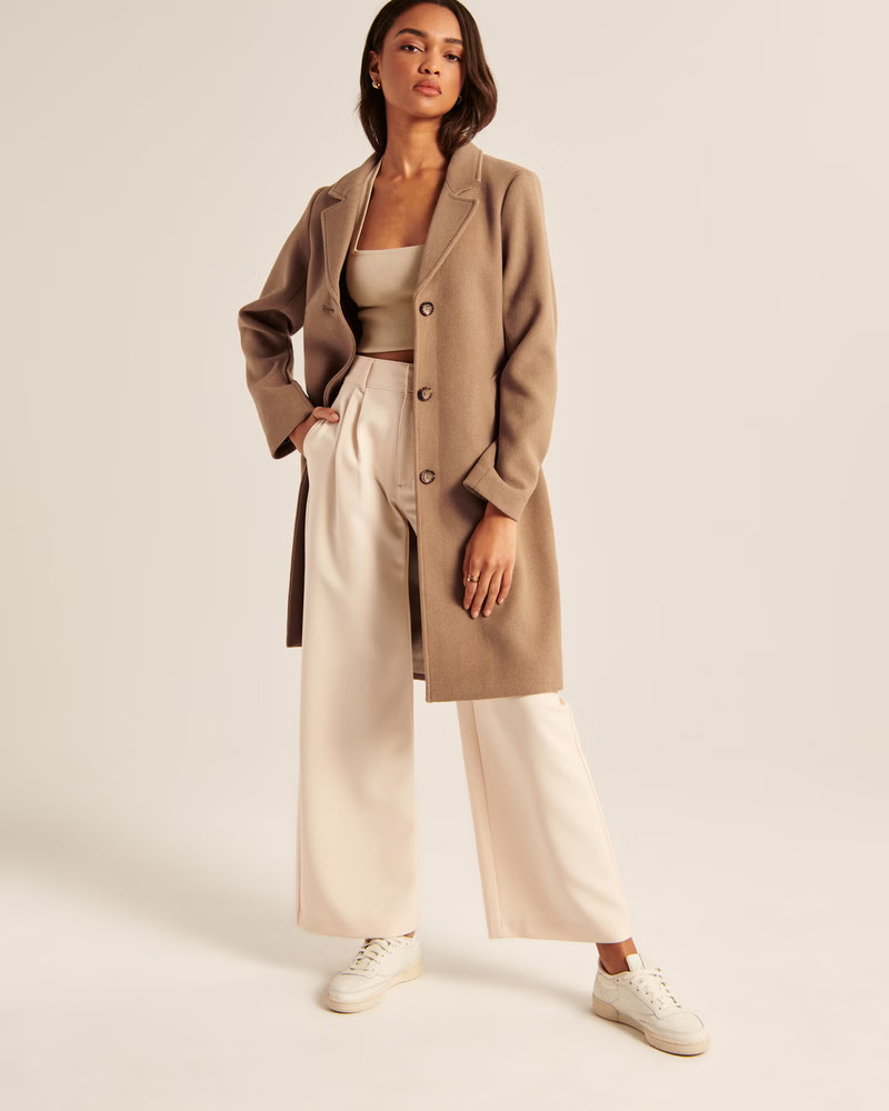 Women's Wool-Blend Dad Coat | Women's | Abercrombie.com | Abercrombie & Fitch (US)