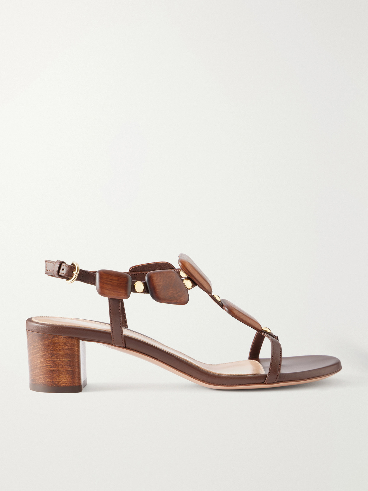 Gianvito Rossi - 45 Appliquéd Studded Leather Thong Sandals - Brown | NET-A-PORTER (US)