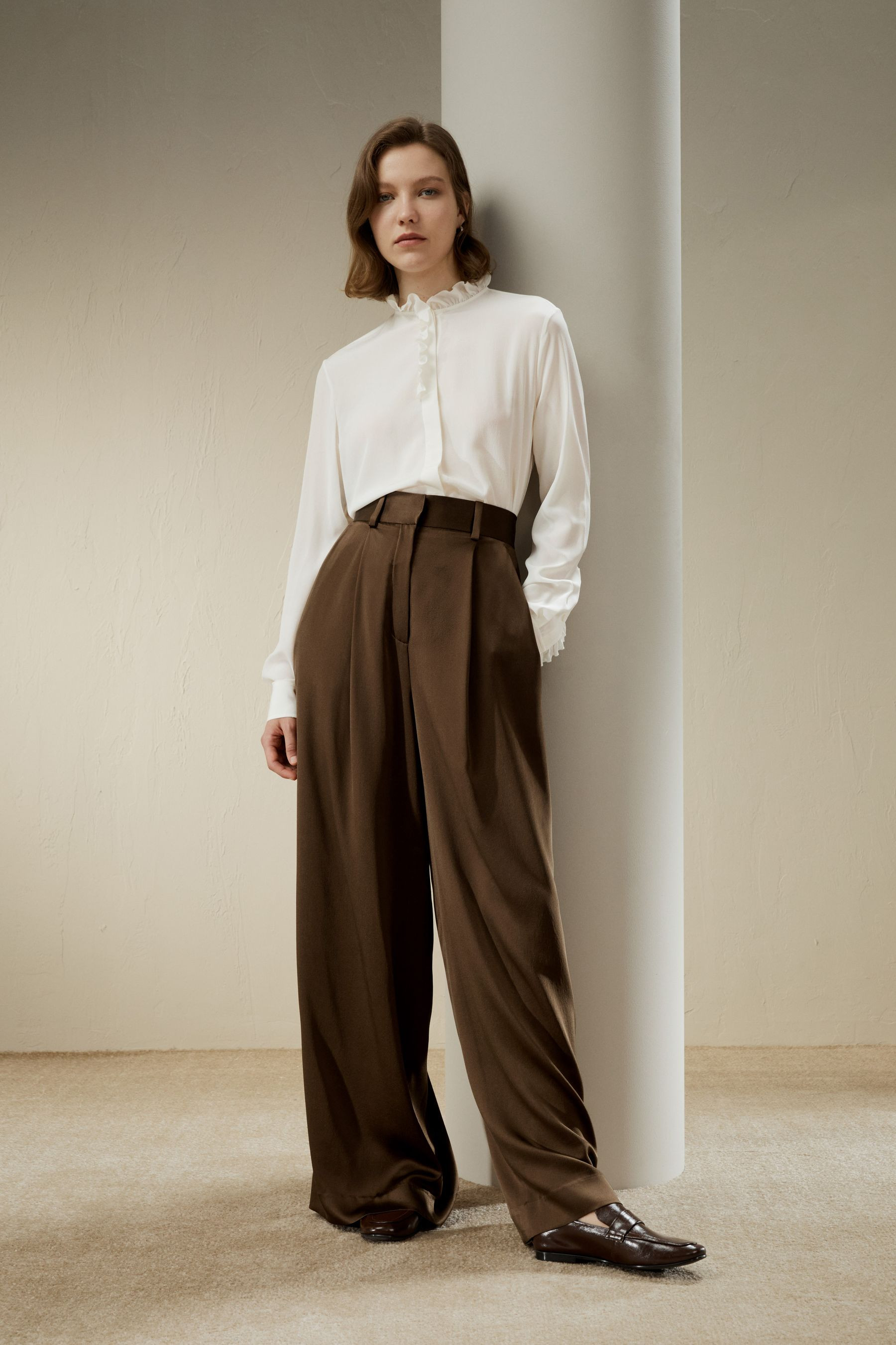 High-Waisted Wide Leg Dense Silk Pants | LILYSILK