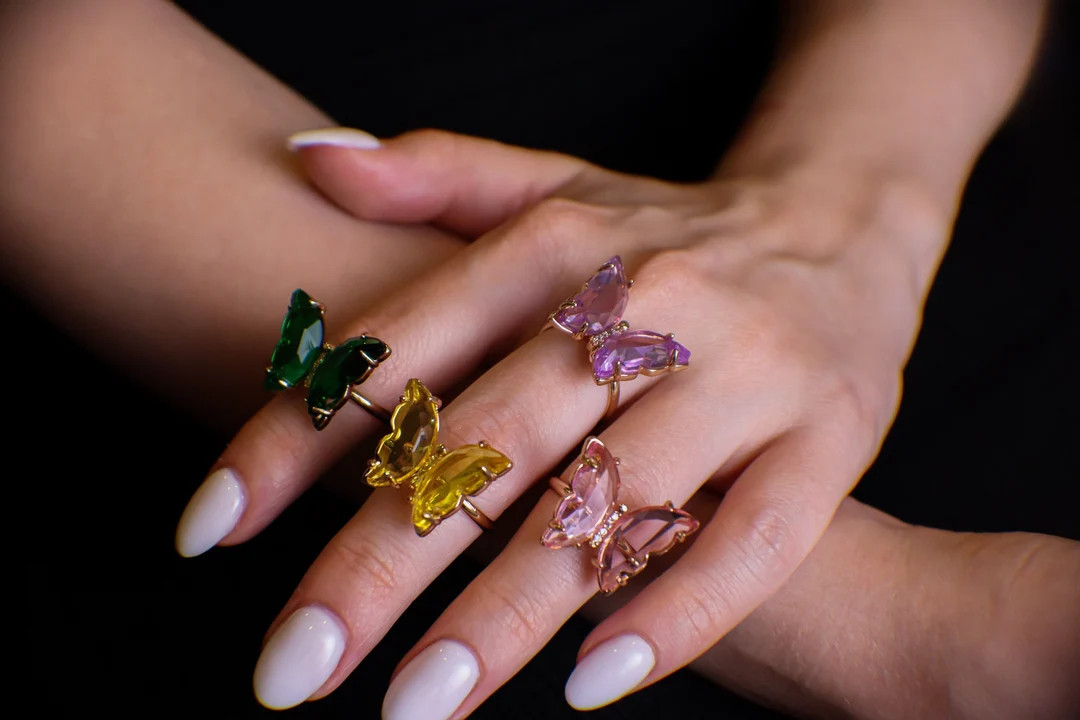 Glass Butterfly Ringsadjustable Ring Butterfly Rings Gifts - Etsy | Etsy (US)