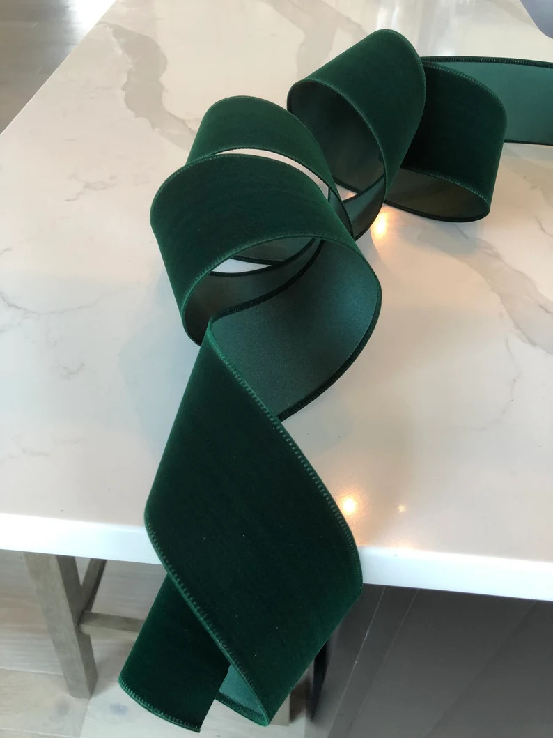 Read the full title
    Wired Christmas Ribbon - Green Velvet - 2 1/2" x 10 Yards - On Trend for ... | Etsy (US)