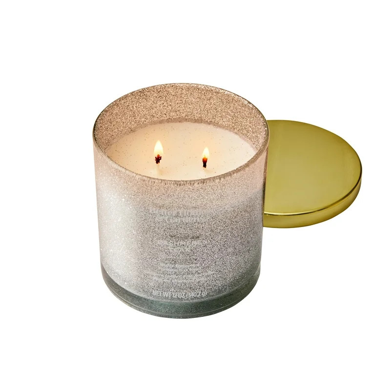 Better Homes & Gardens Cashmere Teak Scented 2 Wick Glitter 12oz Jar Candle - Walmart.com | Walmart (US)