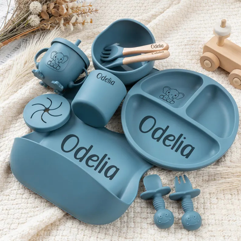 Engraved Silicone Baby Weaning Set 10 PCS, Custom Name Feeding Set, Personalized Keepsake, Baby S... | Etsy (Global)
