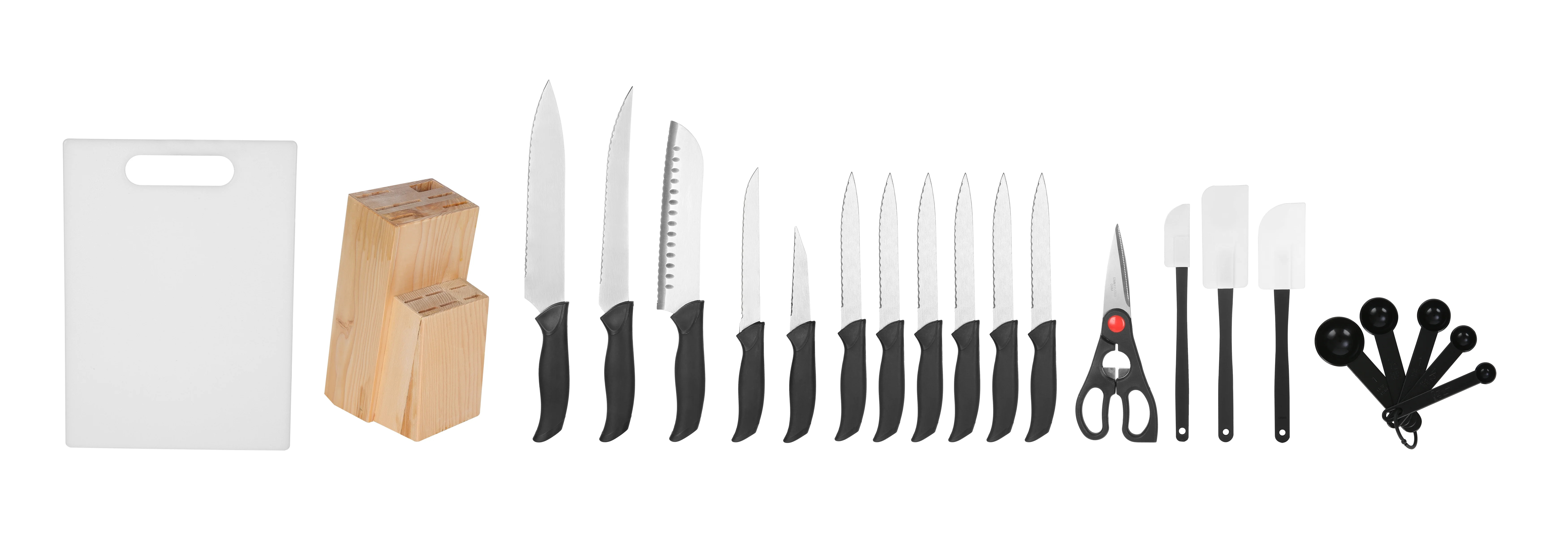 Mainstays 23 Piece Knife and Kitchen Tool Set with Wood Storage Block - Walmart.com | Walmart (US)