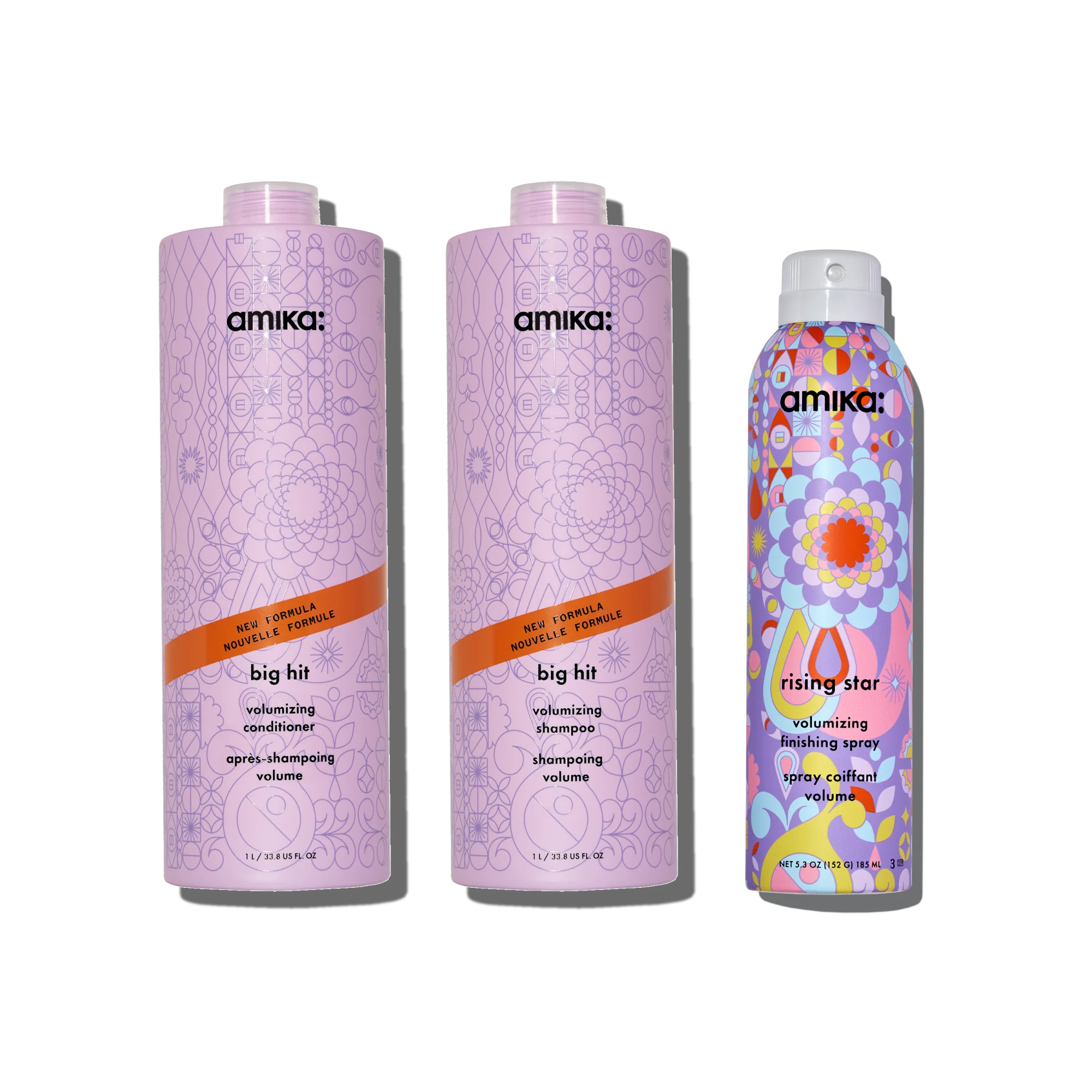 super-sized iconic volume bundle | big hit volumizing shampoo, big hit volumizing conditioner + r... | amika US