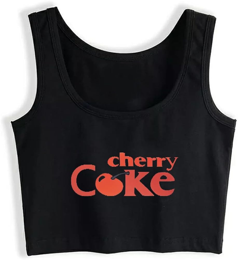 Summer Cartoon Cherry Print Cherry Coke Cropped Top Tees | Amazon (US)
