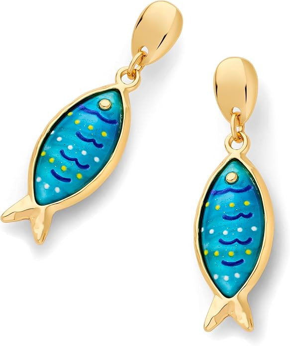 MUYAN Blue Boho Fish Earring for Women Acrylic Gold Fish Dangle Earrings Summer Vacation Beach Ac... | Amazon (US)