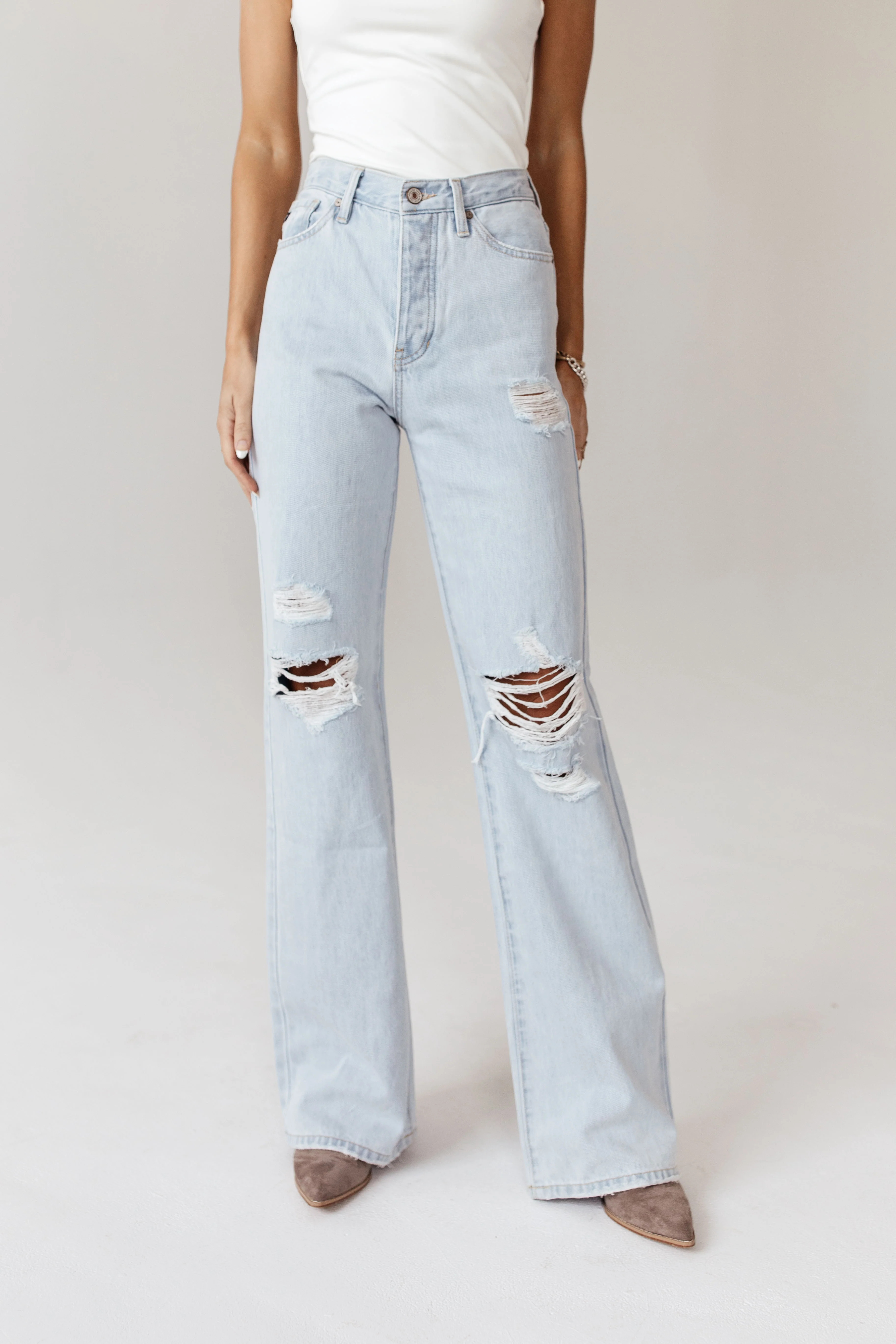 Skyscraper Wide Leg Denim in Light Wash - böhme | Böhme US