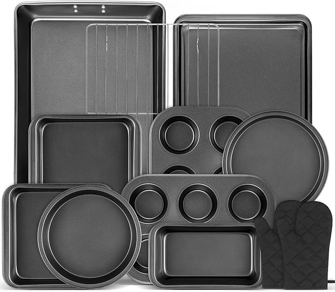 12PCS Nonstick Bakeware Set, Non-Toxic Carbon Steel Baking Pans Set with Wider Grip, Includes Roa... | Amazon (US)