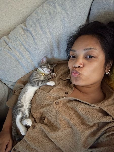 Nap time cuddles with my kitten 🐈‍⬛ 

#LTKFindsUnder50 #LTKFamily #LTKHome