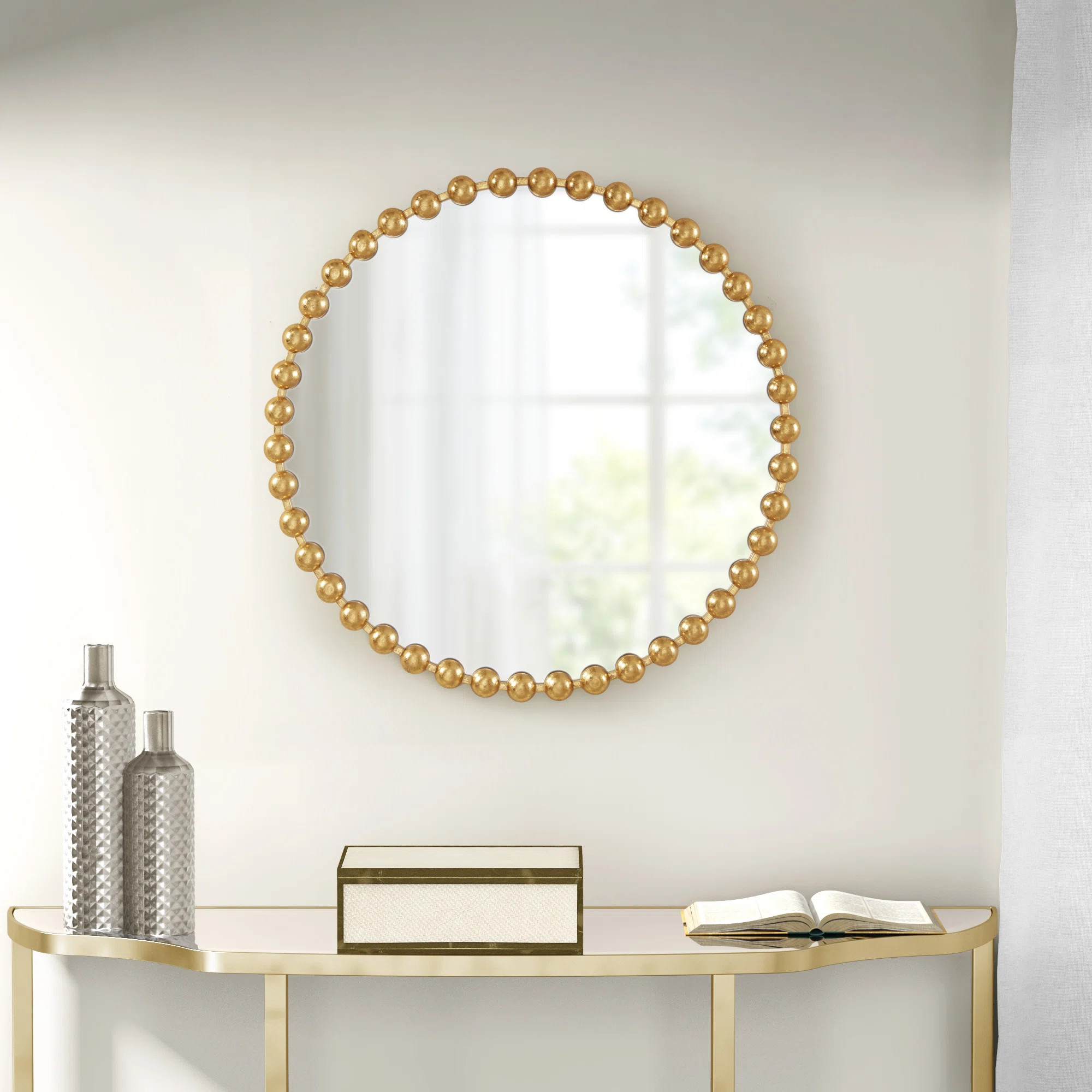Marlowe Beaded Round Wall Mirror | Wayfair North America
