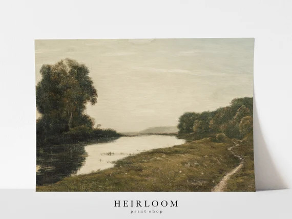 Stream Painting | Moody Landscape Art Canvas | MAILED ART PRINTS | Stream | Etsy (US)