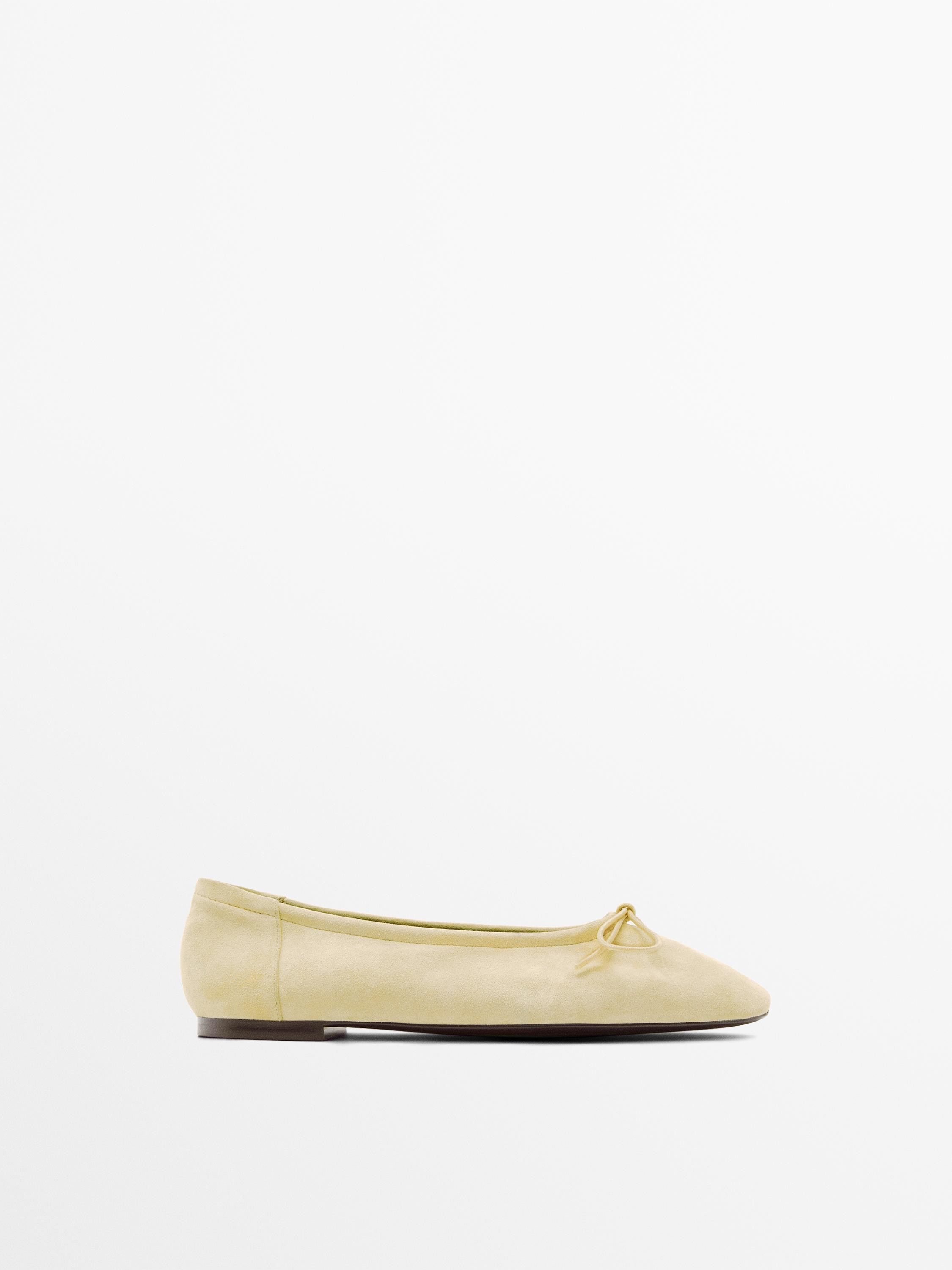 Gathered ballet flats with bow | Massimo Dutti UK